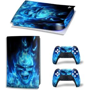 Skin Sticker Decal Cover for PS5 Digital Edition Console and Controllers Ghost Flame