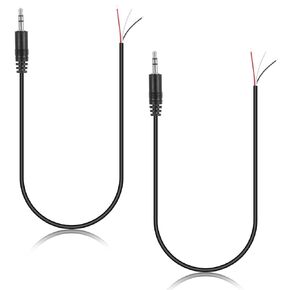 Vin Beauty 3.5mm Male Plug Jack Connector Replacement Repair, 2 Pcs 3.5 mm Jack Connector Replacement Repair, 3.5mm 1/8" TRS 3 Pole to Bare Wire Audio Cable