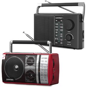 LEOTEC Portable AM/FM Radio with Bluetooth, Battery Operated or AC Power, Best Reception