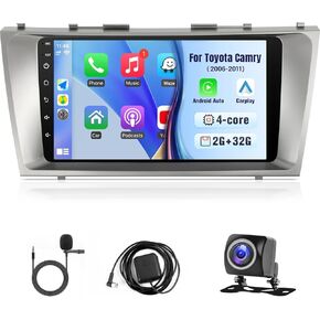 Car Radio for Toyota Camry 2006 2007 2008 2009 2010 2011, 9 inch IPS 1080P Touch Screen Car Stereo Wireless CarPlay Android Auto, 2+32GB Camry Radio with GPS WiFi HiFi SWC Backup Camera