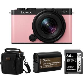 Panasonic LUMIX S9 Mirrorless Camera with LUMIX S 18-40mm f/4.5-6.3 Lens, Pink, Bundle with Professional 1667x 64GB UHS-II SDXC Memory Card, Alpine 120 Shoulder Bag, DMW-BLK22 Lithium-Ion Battery
