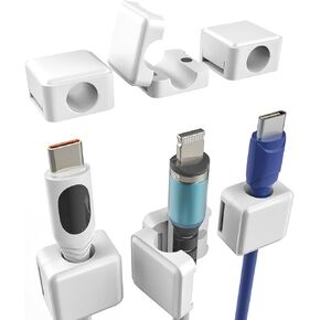 6 Pack Cord Organizer Holder,Magnetic Desk Cable Clips Management,Hide Phone Charging Cable Keeper,Adhesive Wire Holder Keeper Organizer for Home Office Desk Phone Car Wall Desktop Nightstand.（White）
