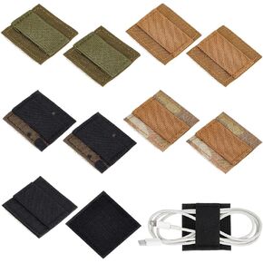 OLYCRAFT 10pcs 5 ألوان لوحة تخزين كبل سماعة سماعة رأس تكتيكية 2x2 بوصة كابل سماعة رأس تكتيكي 7 مم من روابط التثبيت القابلة لإعادة الاستخدام مع ملصق خطاف وحلقة لسماعات الرأس التكتيكية