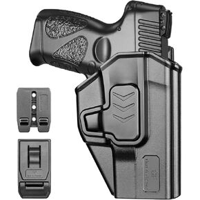 GUN & FLOWER OWB Holster Fits Taurus G2C/G3C, Taurus Millennium G2 PT111/ PT140, Outside Waistband Carry Belt Clip w/Molle Adapter, Level II Index Finger Release, 360 Degrees Adjustable, Right Hand