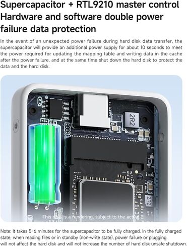 Hagibis M.2 NVMe SSD Enclosure, Write Protect USB C 3.2 Gen2 10Gbps to M.2 External Hard Drive Enclosure with 100W PD, USB2.0, Super-Capacitor for iPhone 16 15 Pro Max MacBook Pro (White) in Kuwait