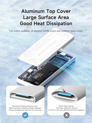 Hagibis M.2 NVMe SSD Enclosure, Write Protect USB C 3.2 Gen2 10Gbps to M.2 External Hard Drive Enclosure with 100W PD, USB2.0, Super-Capacitor for iPhone 16 15 Pro Max MacBook Pro (White) in Kuwait