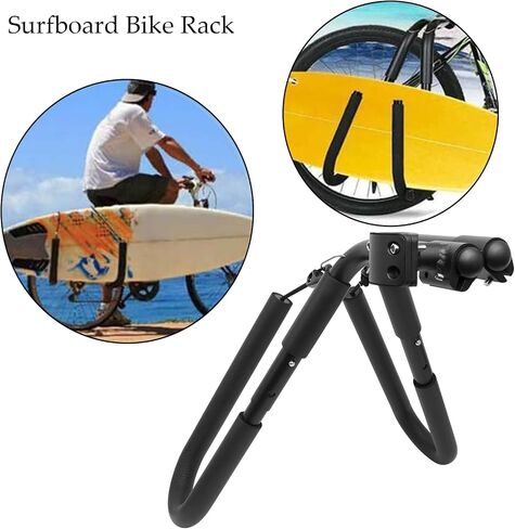 Portable Bicycle Surfboard Racks, Aluminum Alloy Surfboard Rack and Holder with Mounting Hardware, Easy Assembly for Motorcycle, Mopeds and E-Bikes, Black, KVG-IL0-E07901 in Saudi Arabia