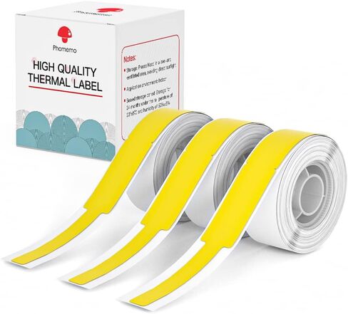 Phomemo D30 Label Maker Tape Cable Wire Label Tape, Black Print on White Sticker, 12.5mm x 74mm+35mm (3/8" x2 7/8"+1 3/8) Self-Adhesive Thermal Label Tape, 65 Tapes/Roll, 3-Roll in Kuwait