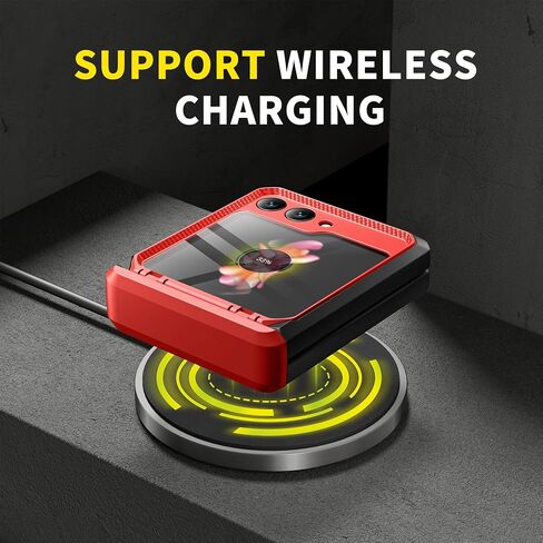 TONGATE for Z Flip 5 Case with Kickstand & Belt-Clip, [Hinge Protection Cover][Bulit-in Screen Protector] Military Grade Shockproof Phone Case for Samsung Galaxy Z Flip 5 5g 2023, Red in Saudi Arabia