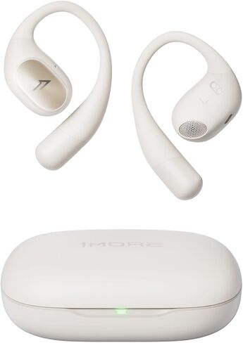 1MORE S31 Open Ear Bluetooth Headphones - 14.2mm Driver with Deep Bass, 4-Mic for Clear Calls, IPX5 Waterproof, 30H Playtime, Secure Ear Hooks, Lightweight Wireless Earbuds for Sport Running, White in Kuwait