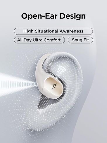 1MORE S31 Open Ear Bluetooth Headphones - 14.2mm Driver with Deep Bass, 4-Mic for Clear Calls, IPX5 Waterproof, 30H Playtime, Secure Ear Hooks, Lightweight Wireless Earbuds for Sport Running, White in Kuwait