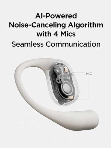 1MORE S31 Open Ear Bluetooth Headphones - 14.2mm Driver with Deep Bass, 4-Mic for Clear Calls, IPX5 Waterproof, 30H Playtime, Secure Ear Hooks, Lightweight Wireless Earbuds for Sport Running, White in Kuwait