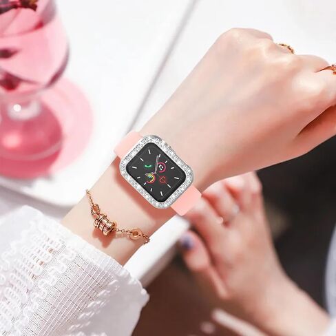 Jaroco 2 Pack [No Screen Protector] Bumper Case for Apple Watch Series 3/2/1 42mm, Slim Shockproof Protective Bumper Cover for iWatch S3/S2/S1 Accessories 42mm, Black/Pink in Kuwait