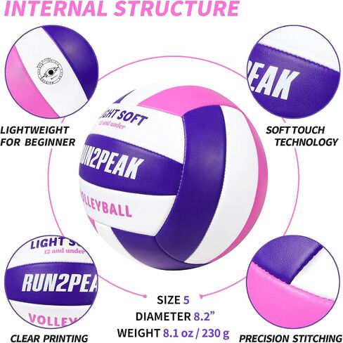 Light Soft Volleyball - Light Volleyball Designed for Beginners Kids Youth Teen - Lightweight Volleyballs for Indoor Outdoor Beach Backyard Official Size 5 Training Volley Ball in Saudi Arabia