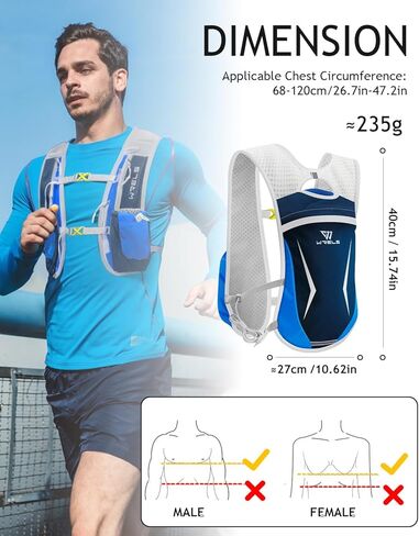 ترطيب الجري للرجال نساء ، حقائب ظهر مائية خفيفة الوزن 5L مع 1.5 لتر من المثانة المائية المقاومة للتسرب ، وسترة الترطيب لركوب الماراثون الركض المشي لمسافات طويلة in Kuwait