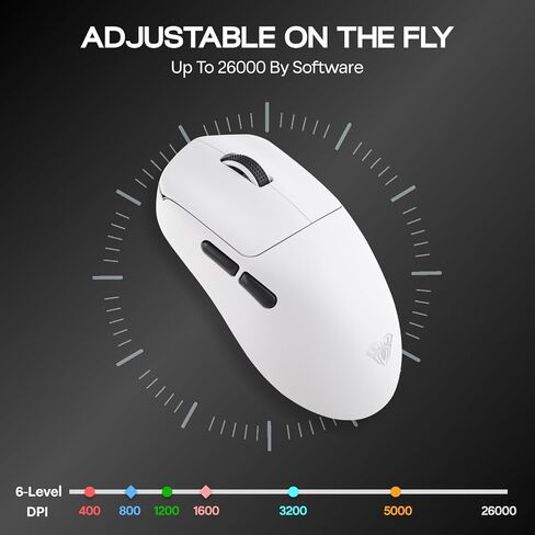 EPOMAKER Aula SC800 Wireless Gaming Mouse, 37g Lightweight, Adjustable 26,000 DPI, 8k Polling Rate, PAW3395, Programmable Buttons, On-Board Memory, 250mAh Battery, PC/MAC/Linux (White) in Saudi Arabia