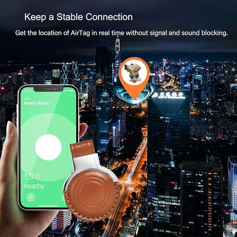 All-In Package Airtag Holder Designed Genuine Leather for Apple Airtags Keychains, Compact Design with Key Rings and Protective Casing for Airtag for Added Convenience (Black in Kuwait