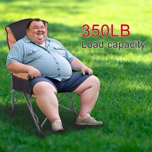 Camping Chairs,Adjustable Backrest Chair,Oversized Lawn Chair Supports 350lbs,Out Door Folding Chairs with Side Pockets and Cup Holder,Ideal for Beach,Fishing,Camping,Patio Relaxation in Kuwait