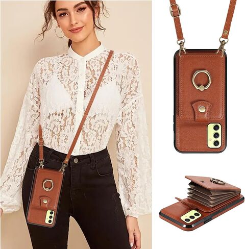 Asuwish Phone Case for Samsung Galaxy A16 5G/4G Wallet Cell Cover with Screen Protector and Crossbody Strap Ring Stand RFID Credit Card Holder Full Body Protective Leather A 16 Women Girls Black in Kuwait