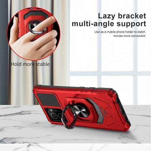 Ailiber for HMD N159V Phone Case, HMD Vibe Phone Case with Kickstand, for Magnetic Car Mount, with Screen Protector, Heavy Duty, Military Grade Rugged Protective Cell Phone Cover-Red in Saudi Arabia