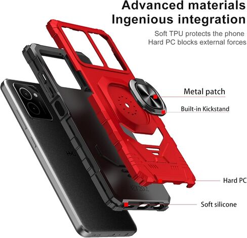 Ailiber for HMD N159V Phone Case, HMD Vibe Phone Case with Kickstand, for Magnetic Car Mount, with Screen Protector, Heavy Duty, Military Grade Rugged Protective Cell Phone Cover-Red in Saudi Arabia