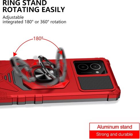 Ailiber for HMD N159V Phone Case, HMD Vibe Phone Case with Kickstand, for Magnetic Car Mount, with Screen Protector, Heavy Duty, Military Grade Rugged Protective Cell Phone Cover-Red in Saudi Arabia