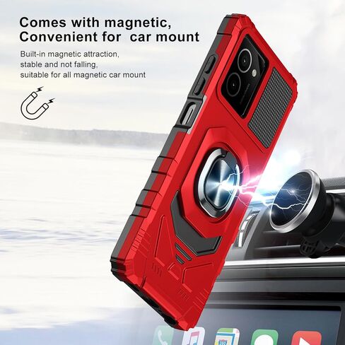 Ailiber for HMD N159V Phone Case, HMD Vibe Phone Case with Kickstand, for Magnetic Car Mount, with Screen Protector, Heavy Duty, Military Grade Rugged Protective Cell Phone Cover-Red in Saudi Arabia