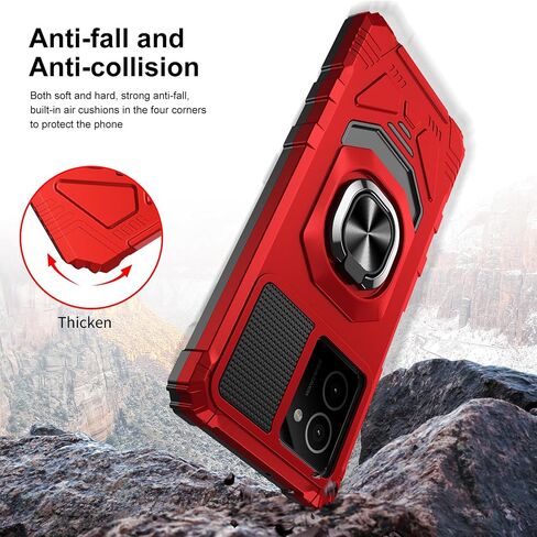 Ailiber for HMD N159V Phone Case, HMD Vibe Phone Case with Kickstand, for Magnetic Car Mount, with Screen Protector, Heavy Duty, Military Grade Rugged Protective Cell Phone Cover-Red in Saudi Arabia