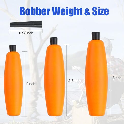 Peg Floats for Catfish Rig Fishing Bobbers Catfish Floats Foam Cigar Fishing Cork Float Bobbers for Santee Rig Slip with Pipe Plug Crappie Freshwater Saltwater 2in 2.5in 3in in Kuwait