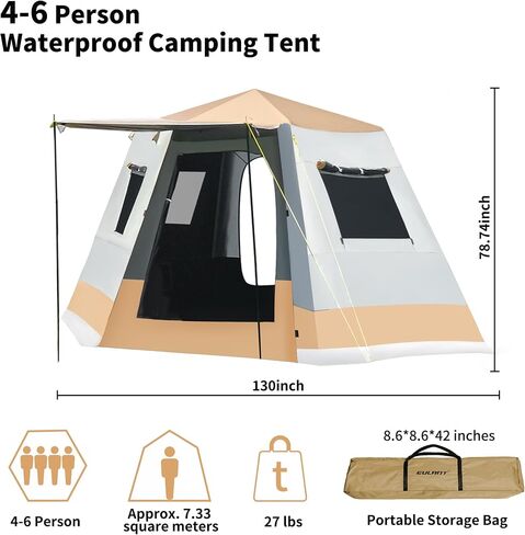 Tent for Camping, 3-6 Person Family Tents with Spacious Interior, Waterproof Tent with Carry Bag for Family Camping Traveling Hiking Picnic in Saudi Arabia