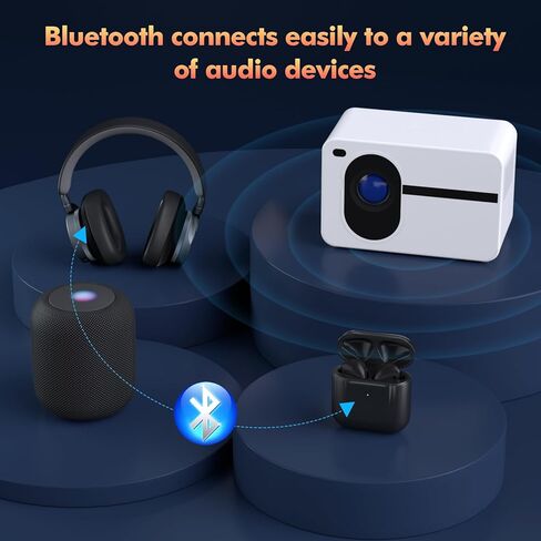 Projector with Wifi and Bluetooth, Native 1080P 15000L Mini Projector Home Theater Video Projector, Portable Projector Compatible with iOS/Android PC/TV Stick/HDMI/USB/AV（White) in Kuwait