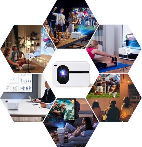 Projector with Wifi and Bluetooth, Native 1080P 15000L Mini Projector Home Theater Video Projector, Portable Projector Compatible with iOS/Android PC/TV Stick/HDMI/USB/AV（White) in Kuwait