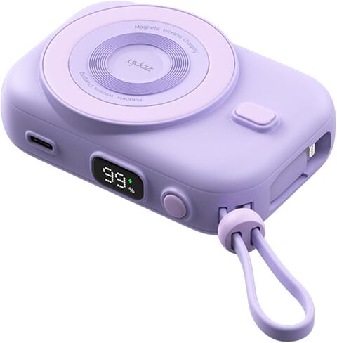 Magnetic Battery Pack, 10000mAh Magnetic Power Bank, 22.5W PD Fast Charging Wireless Portable Charger with Type-C Cable LED Display, Compatible with iPhone 16/15/14/13/12 Series-Purple in Saudi Arabia