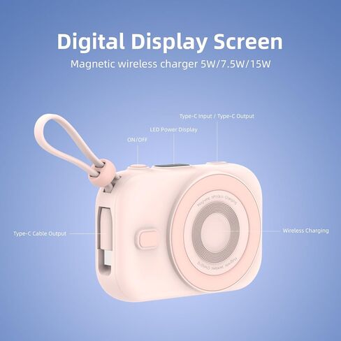 Magnetic Battery Pack, 10000mAh Magnetic Power Bank, 22.5W PD Fast Charging Wireless Portable Charger with Type-C Cable LED Display, Compatible with iPhone 16/15/14/13/12 Series-Purple in Saudi Arabia