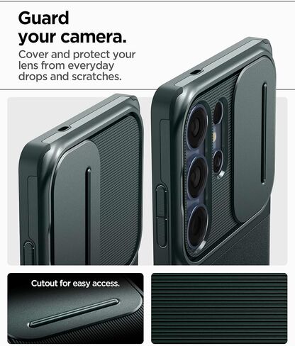 درع Spigen Optik المصمم لحالة Galaxy S25 Ultra (2025) [لا يوجد حلقة مغناطيس] ، [حماية من الدرجة العسكرية] - أسود in Kuwait