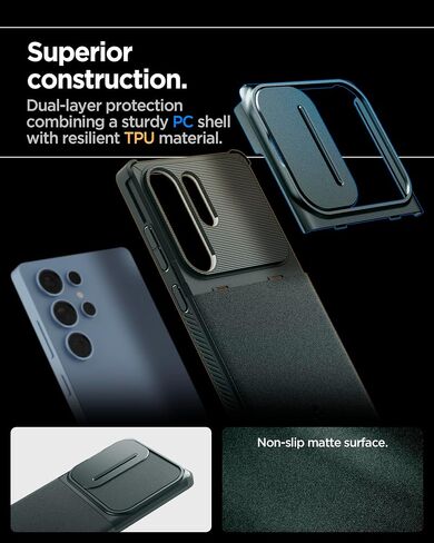 درع Spigen Optik المصمم لحالة Galaxy S25 Ultra (2025) [لا يوجد حلقة مغناطيس] ، [حماية من الدرجة العسكرية] - أسود in Kuwait