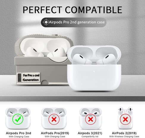 [2Pack] for Apple Airpods Pro Case Cover, Cute Cartoon Shoe Box Soft Silicone Protective Cases for AirPods Pro 1st Generation Case with Keychain for Women Men, Red+Blue in Kuwait