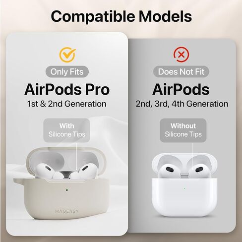 MAGEASY Designed for AirPods Pro 2 Case - Shockproof Protective Case for AirPods Pro & Pro 2, Stain-Resistant, Smooth & Skin-Friendly, Support Wireless Charging - Skin (Starlight White) in Saudi Arabia