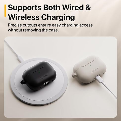 MAGEASY Designed for AirPods Pro 2 Case - Shockproof Protective Case for AirPods Pro & Pro 2, Stain-Resistant, Smooth & Skin-Friendly, Support Wireless Charging - Skin (Starlight White) in Saudi Arabia