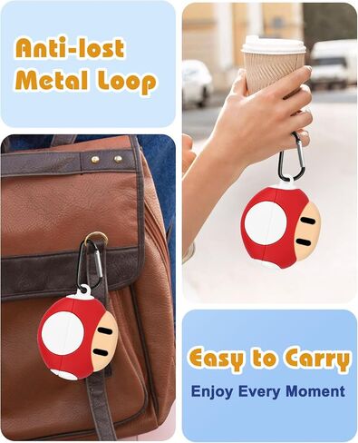 Boaretiu for Airpods 4 Case 2024 Cute Cartoon Kawaii - Funny 3D Soft Silicone Mushroom Design Cover with Carabiner Stylish for Boys Girls Teens Women for Air pods 4 in Kuwait