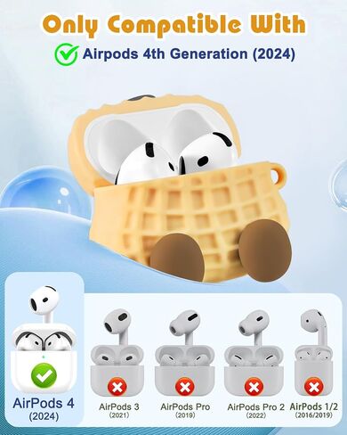 Boaretiu for Airpods 4 Case 2024 Cute Cartoon Kawaii - Funny 3D Soft Silicone Mushroom Design Cover with Carabiner Stylish for Boys Girls Teens Women for Air pods 4 in Kuwait