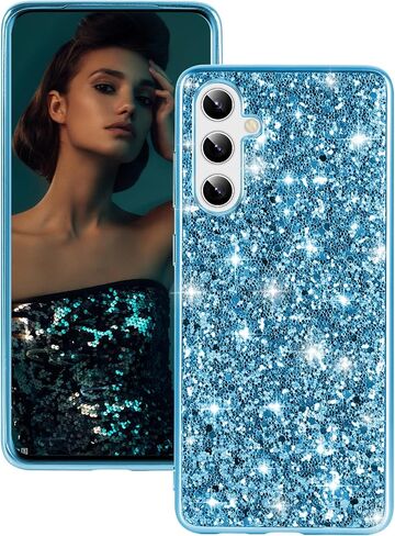Silicone Case for Samsung Galaxy S25 5G Case Glitter Sparkle Bling, Hybrid Matte Back Case High Impact Heavy Duty Shockproof Protective Cover for Samsung S25 Cute Case for Women 6.2" (Black) in Saudi Arabia