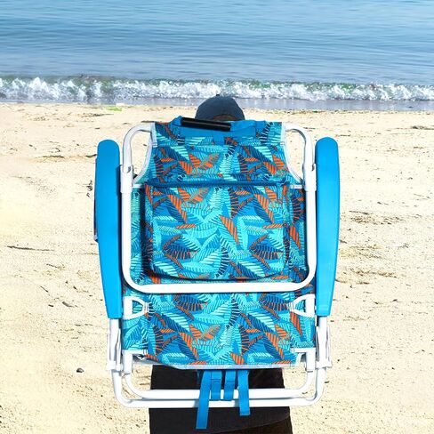 Nautica - مجموعة كرسي الشاطئ ، خمسة كرسي على ظهره ، محمولة وقابلة للتعديل مع وسادة مبطنة وأصحاب الكؤوس ، وحقيبة مبردة معزولة ، مجموعة من 2 (شاطئ فيجي) in Kuwait