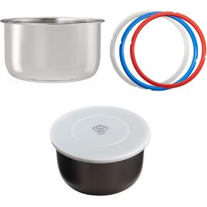 Goldlion Accessories for Ninja Foodi 8 Qt, Stainless Steel Inner Pot, 3 Packs Sealing Rings and Inner Pot Cover