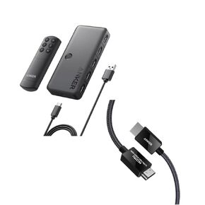 Anker HDMI Switch, 4K 60Hz HDMI Switcher, 4 in 1 Out with Smooth Finish, Supports HDR, 3D, Dolby, DTS 8K@60Hz HDMI Cables, Ultra High Speed 4K@120Hz 48Gbps 6.6 ft Ultra HD HDMI to HDMI Cord