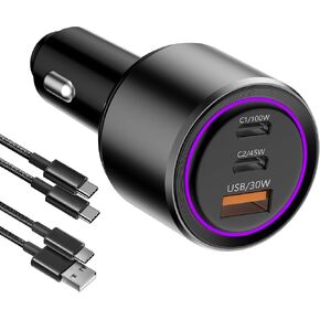 INFURTURE 175W Super Fast USB C Car Charger: PD3.1/100W &PD3.0/45W&QC/30W | 3 Ports for Multiple USB Devices |Type-C Car Adapter for MacBook Pro Laptop iPhone 16 15 Max iPad Samsung etc