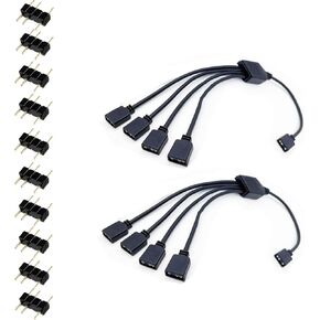 2-Pack ARGB Extension Cable,5V 3 Pin Addressable Female to Female RGB Extension Cable for Computer Chassis Fans/ARGB LED Lights, 11.8 Inches (1-4)