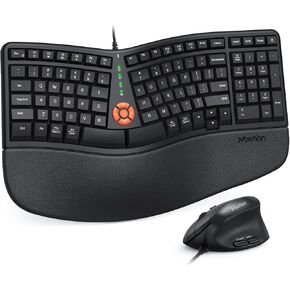 MEETION Ergonomic Keyboard and Mouse Wired, Ergo Computer Split Keyboard with Cushioned Wrist Rest and Vertical Mouse - Keyboard for Laptop PC Desktop, for Windows/Mac Directormini-Black