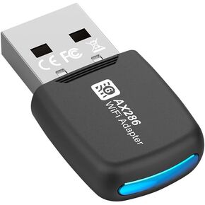 USB WiFi Adapter with Led Light, AX286 USB WiFi 6 Receive with 2.4GHz, WiFi 300m External Network Card Supports Windows 7/10/11 Free Drive Desktop Laptop