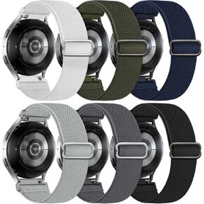6 Pack Stretchy Bands Compatible with Samsung Galaxy Watch 7 6 5 4 40mm 44mm/Galaxy Watch 6 4 Classic 42mm 46mm 43mm 47mm/Galaxy 5 Pro 45mm/Active 2, 20mm Elastic Nylon Sport Strap for Men Women